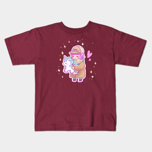 Unicorn Girl Kids T-Shirt by Kate Paints